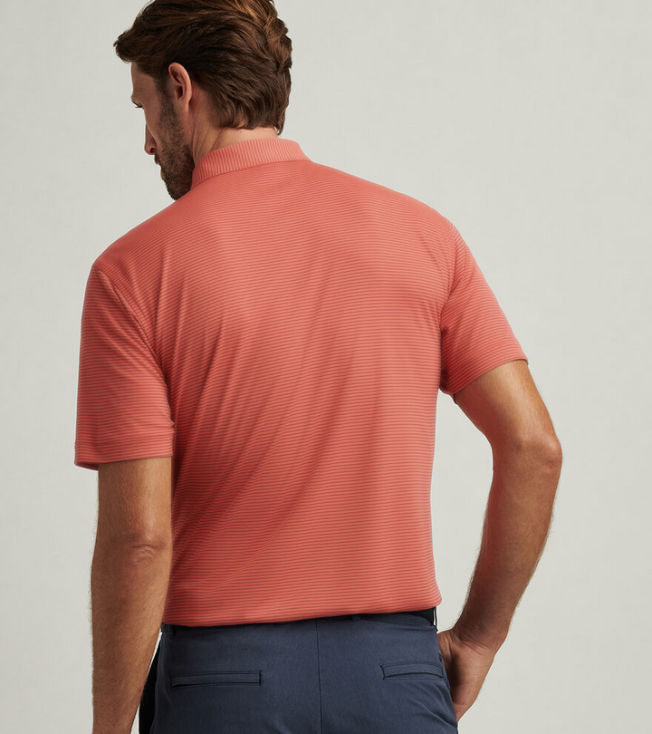 Peter Millar Mens Classic Fit Featherweight Stripe Polo - AZALEA