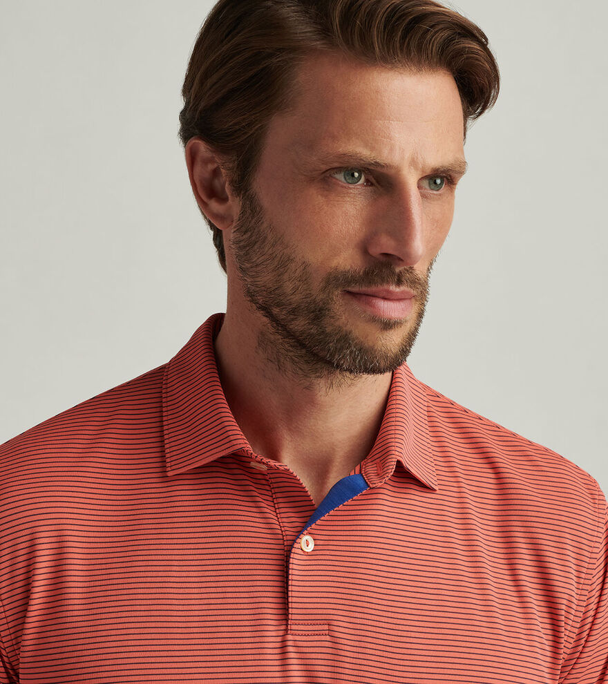 Peter Millar Mens Classic Fit Featherweight Stripe Polo - AZALEA