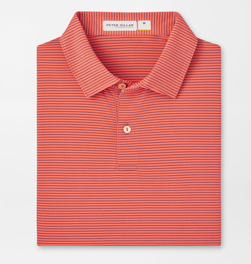 Peter Millar Mens Classic Fit Featherweight Stripe Polo - AZALEA