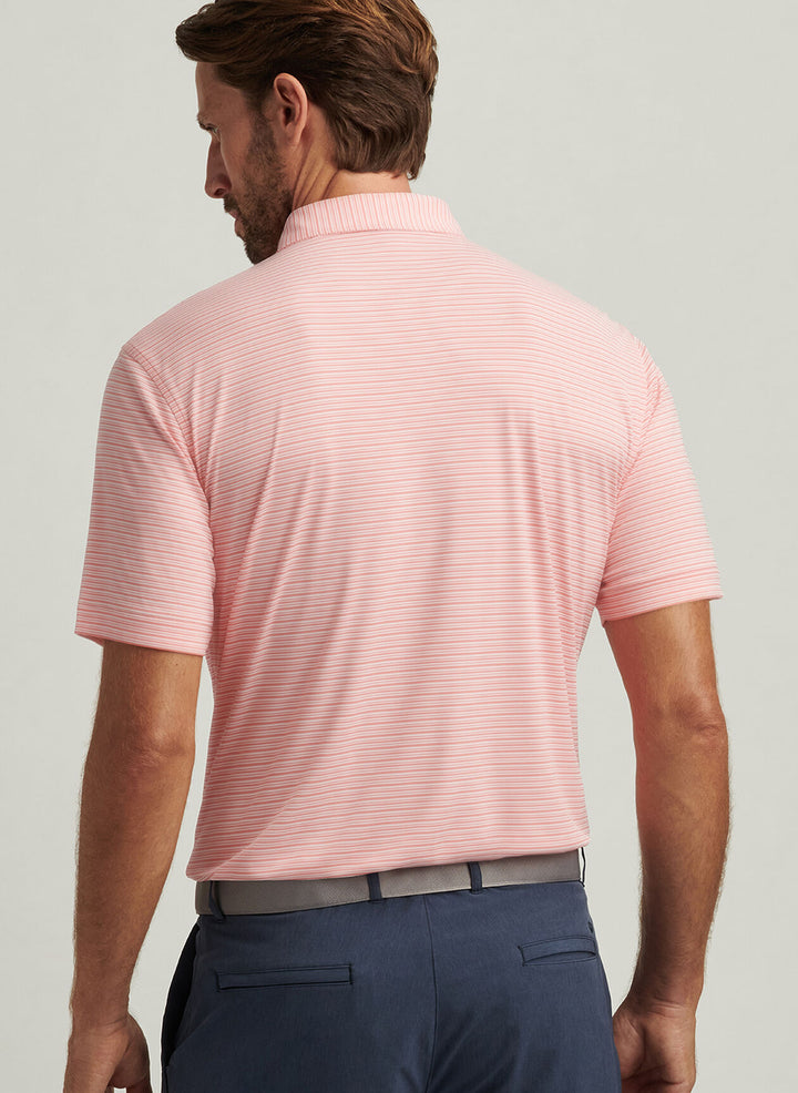 Peter Millar Mens Classic Fit Featherweight Payne Stripe Polo - Watermelon