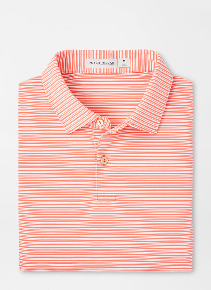 Peter Millar Mens Classic Fit Featherweight Payne Stripe Polo - Watermelon