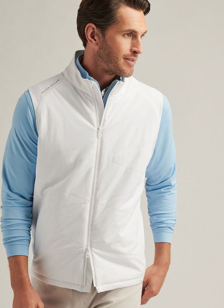 Peter Millar Mens Classic Fit Camo Fuse Hybrid Vest - White