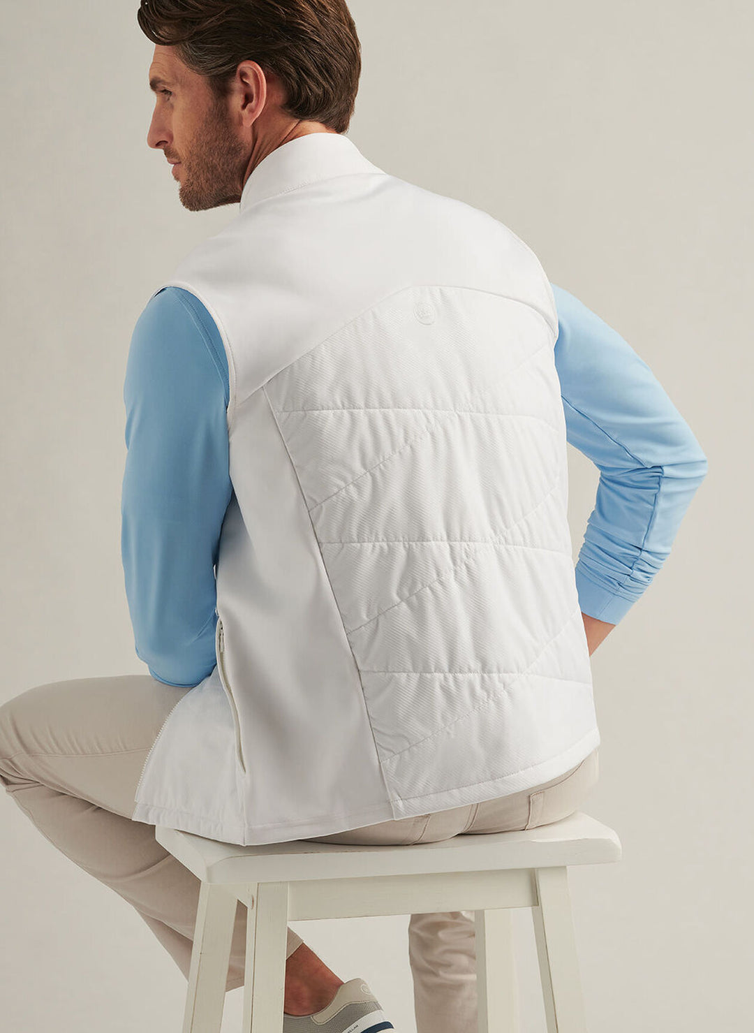 Peter Millar Mens Classic Fit Camo Fuse Hybrid Vest - White