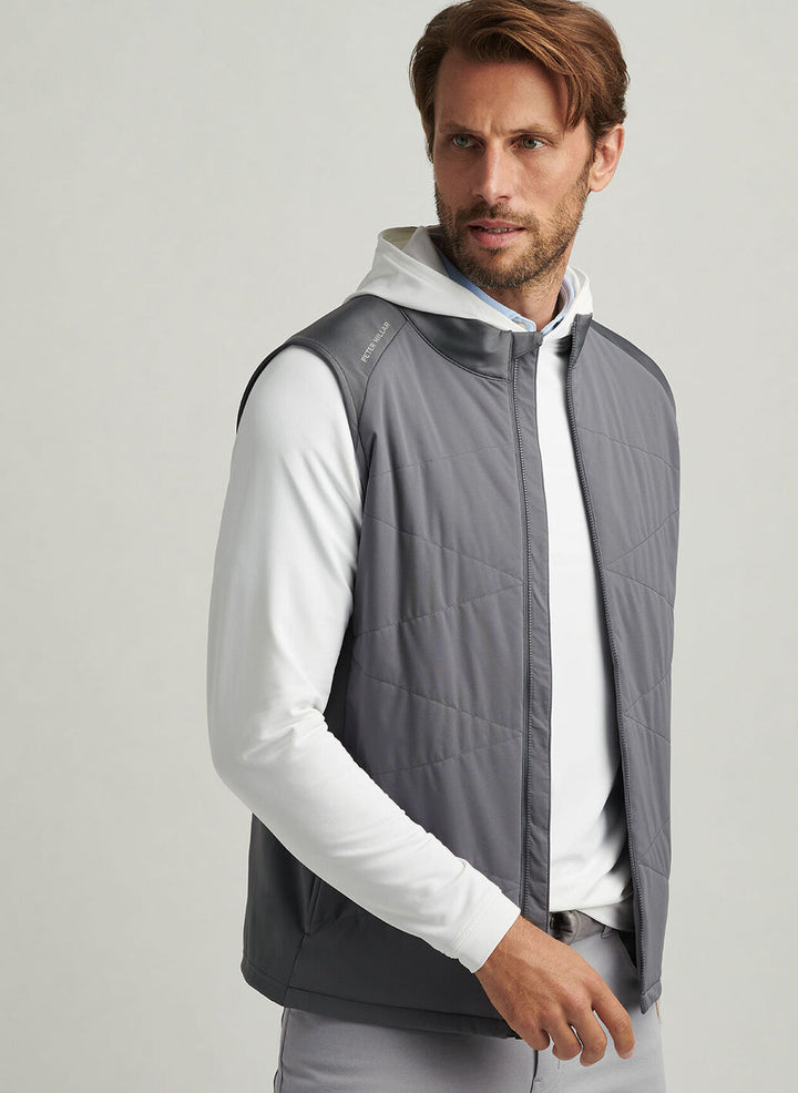 Peter Millar Mens Classic Fit Fuse Hybrid Vest - Iron
