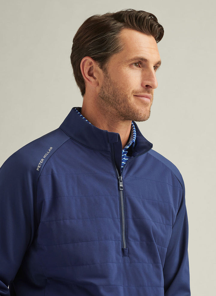 Peter Millar Mens Classic Fit Weld Hybrid Half-Zip - Navy