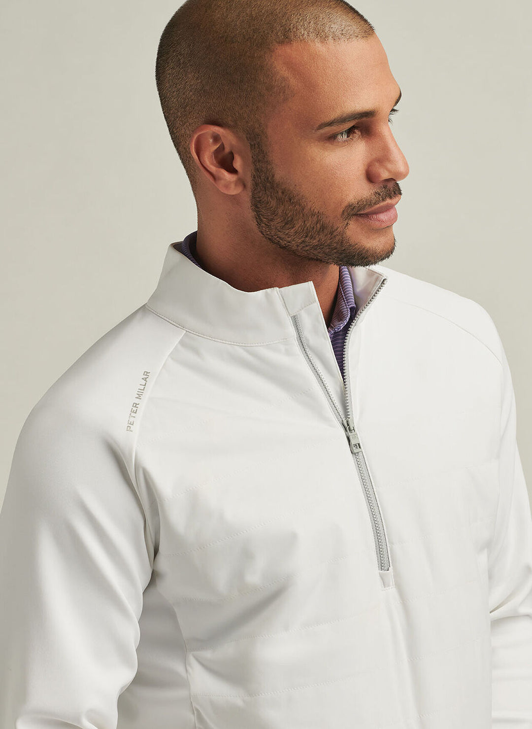 Peter Millar Mens Classic Fit Weld Hybrid Half-Zip - White