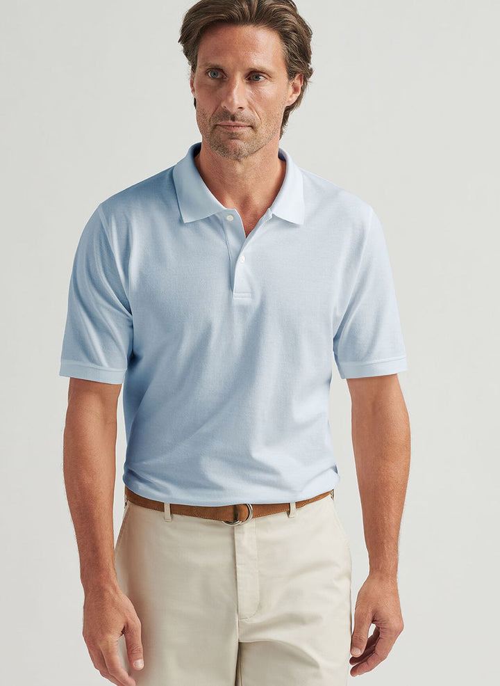 Peter Millar Mens Classic Fit Sunrise Pique Polo - Morning Blue