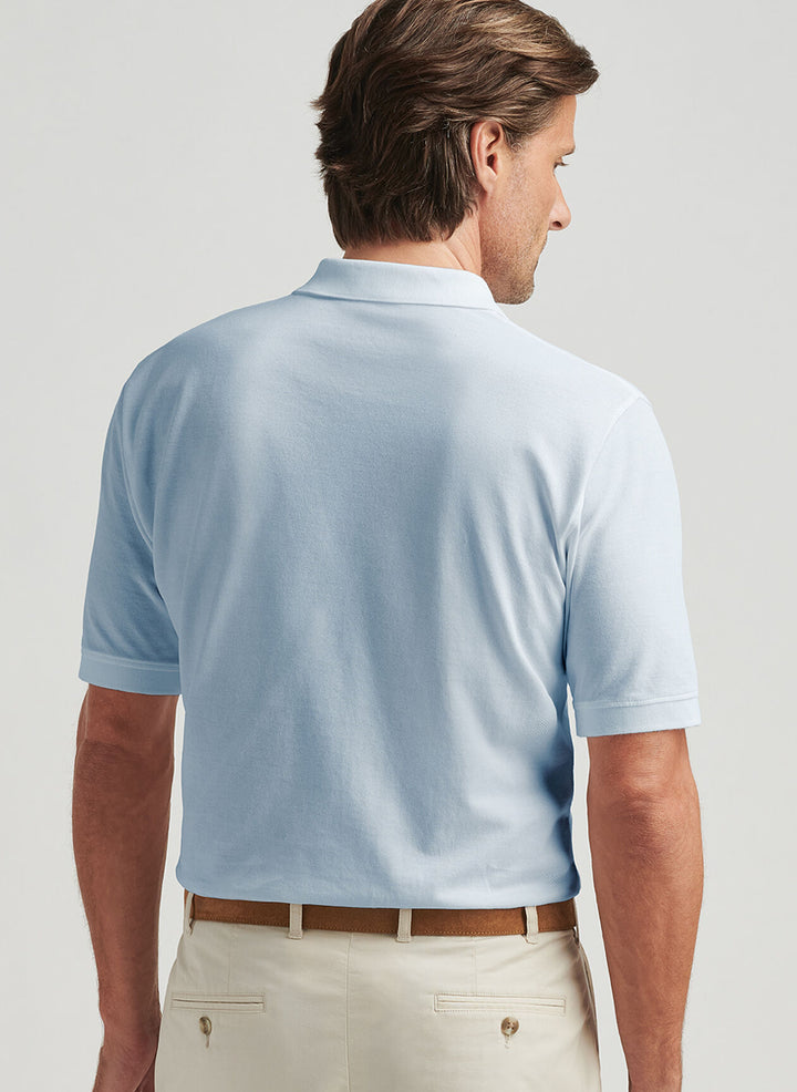 Peter Millar Mens Classic Fit Sunrise Pique Polo - Morning Blue