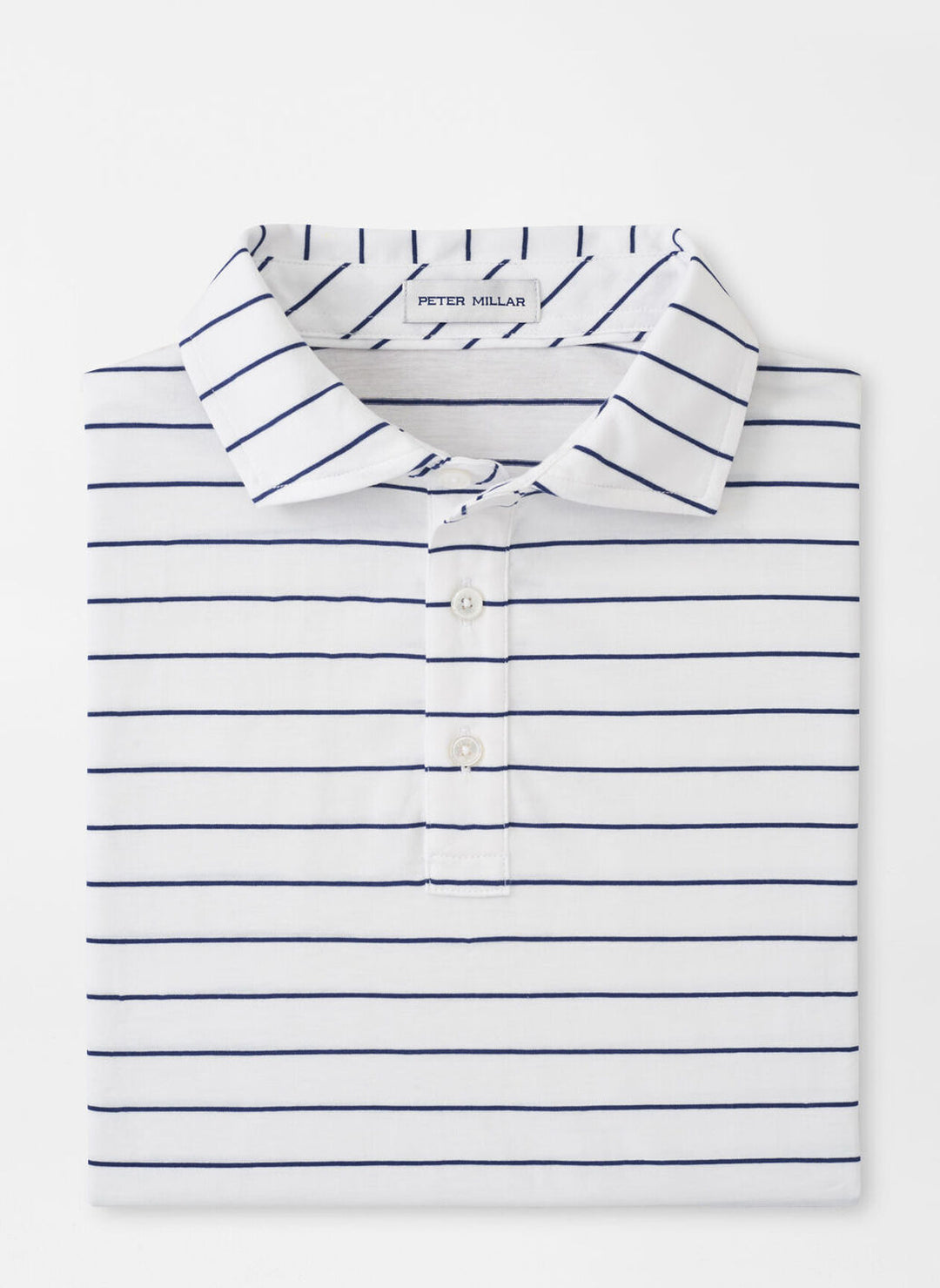 Peter Millar Mens Classic Fit Crown Comfort Cotton Ss Polo Ross Stripe - Atlantic Blue