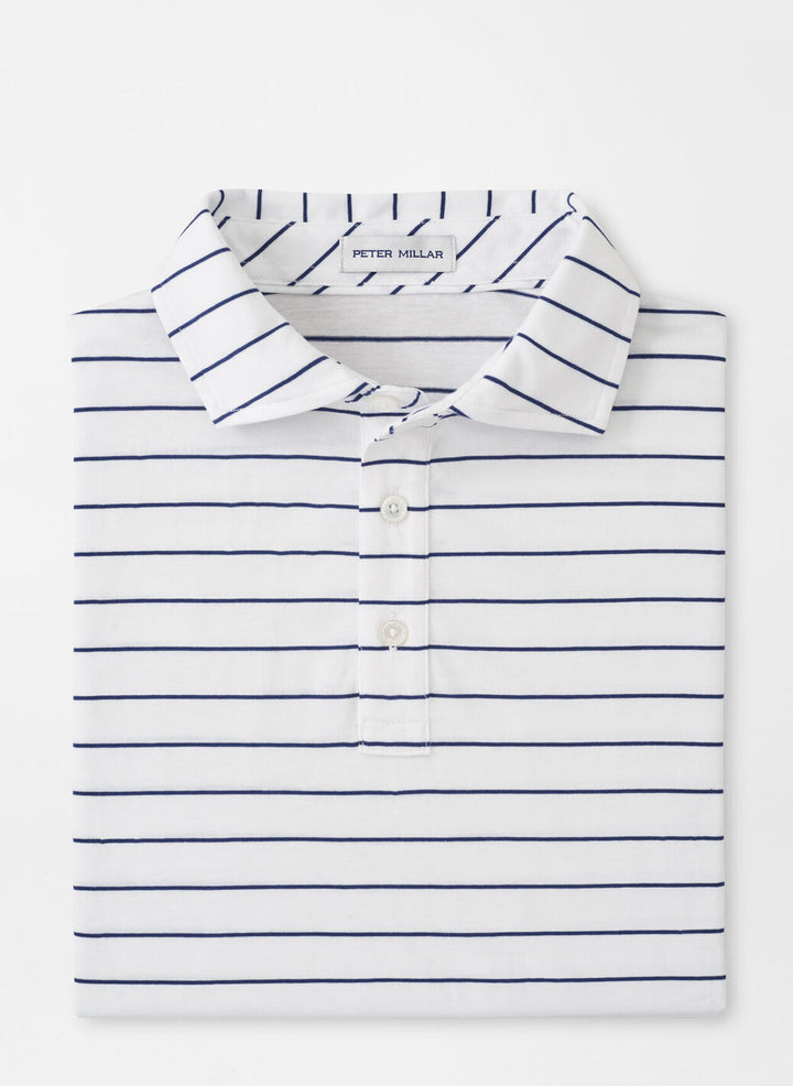 Peter Millar Mens Classic Fit Crown Comfort Cotton Ss Polo Ross Stripe - Atlantic Blue