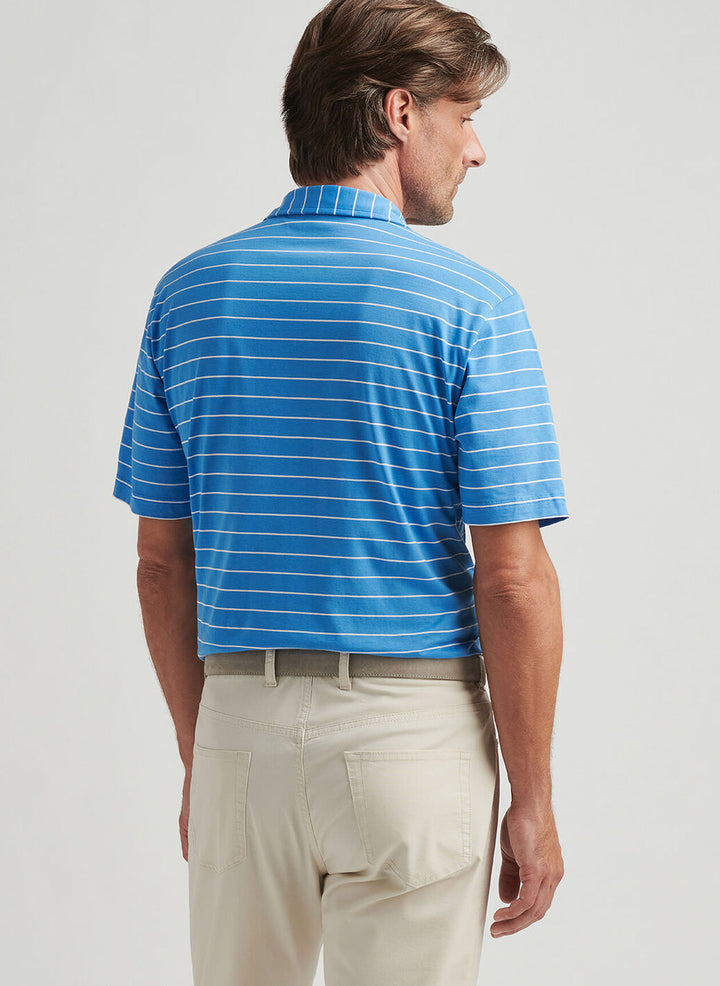 Peter Millar Mens Classic Fit Crown Comfort Cotton Ss Polo Ross Stripe - Blue Poppy