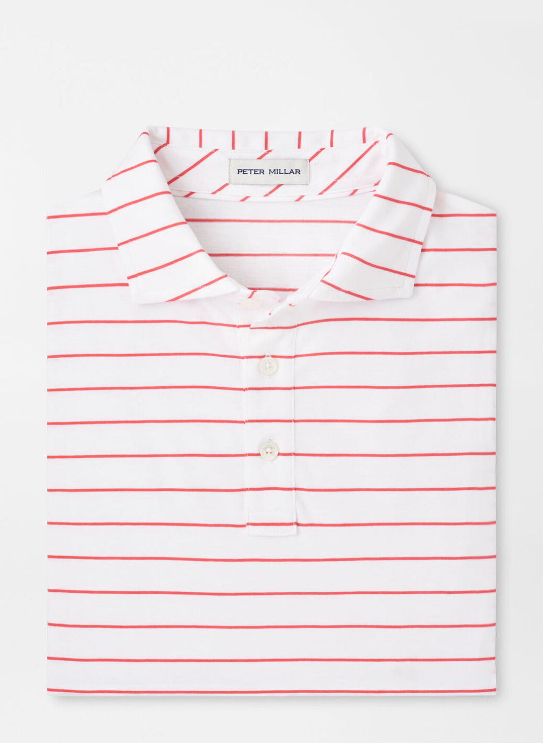 Peter Millar Mens Classic Fit Crown Comfort Cotton Ss Polo Ross Stripe - Geranium