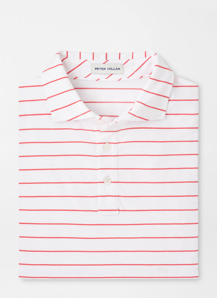 Peter Millar Mens Classic Fit Crown Comfort Cotton Ss Polo Ross Stripe - Geranium