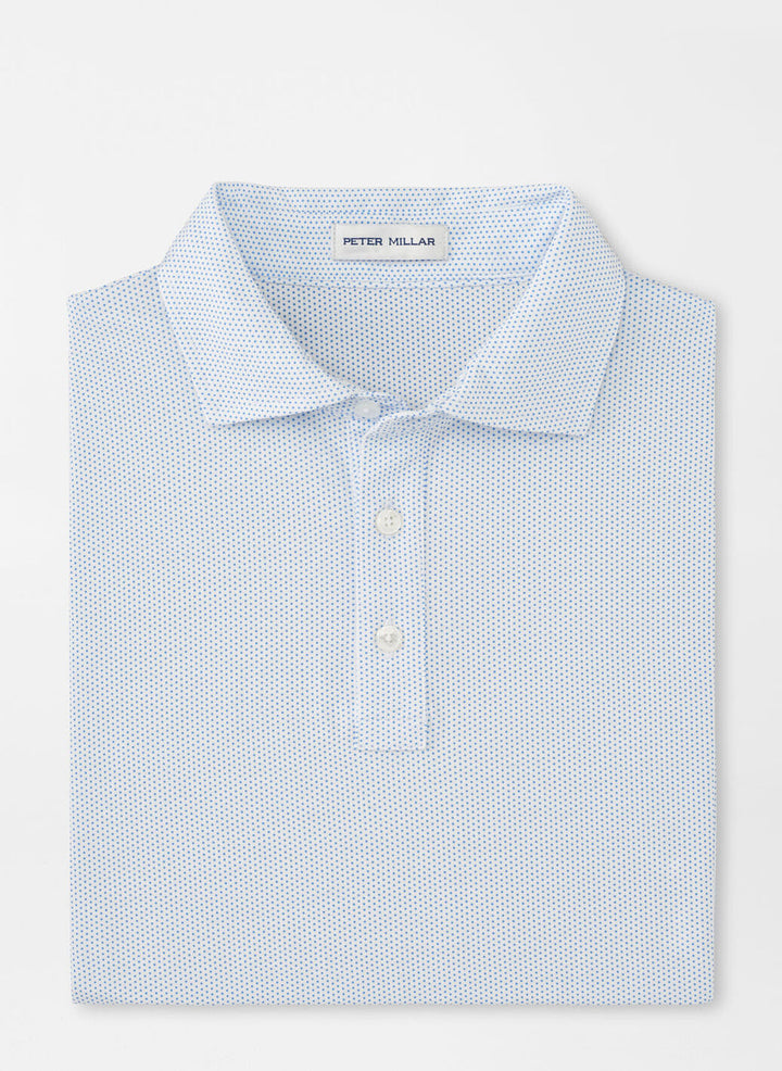 Peter Millar Mens Classic Fit Crown Comfort Cotton Ss Polo Polka Dot Print - Blue Poppy