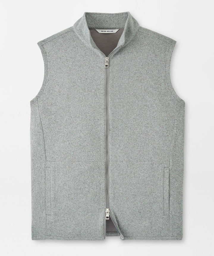 Peter Millar Mens Classic Fit Crown Sweater Fleece Vest - Gale Grey
