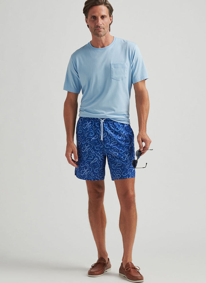Peter Millar Mens Classic Fit Tie Dive Swim Trunk - Tide