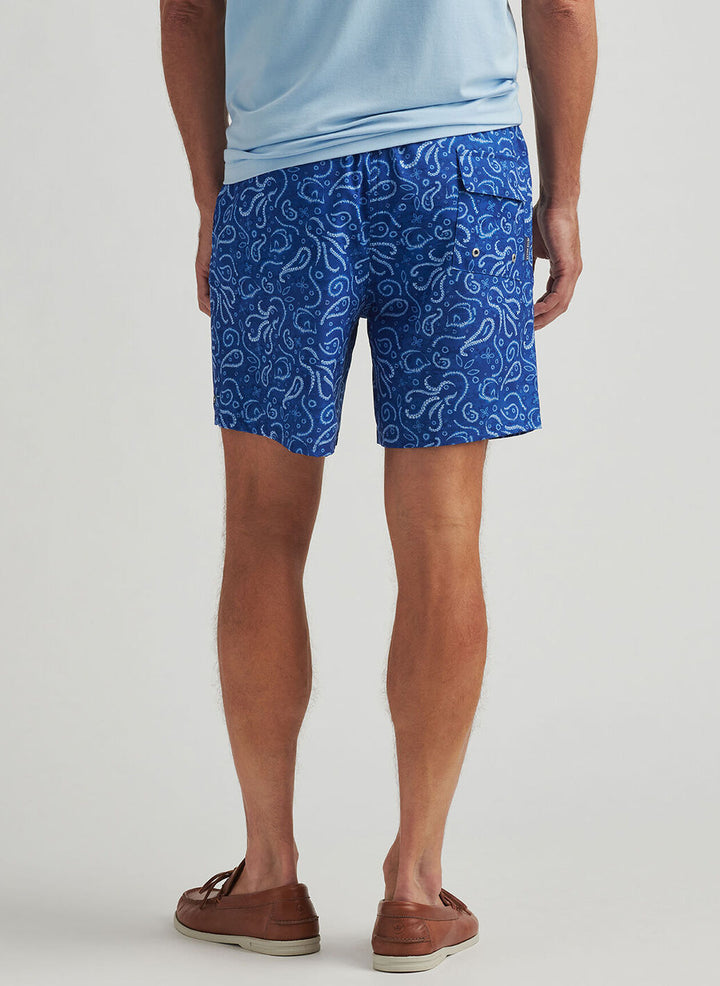 Peter Millar Mens Classic Fit Tie Dive Swim Trunk - Tide