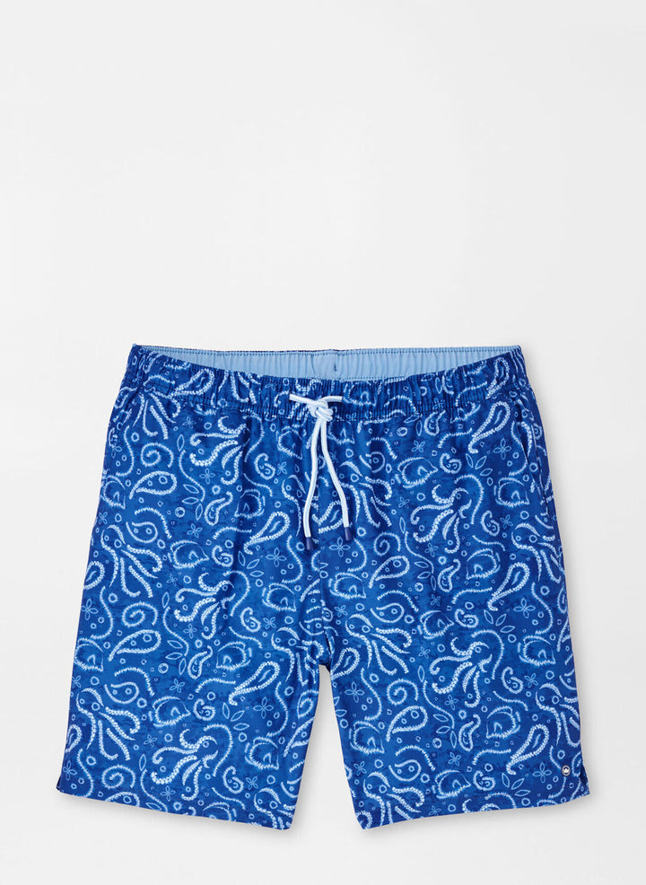 Peter Millar Mens Classic Fit Tie Dive Swim Trunk - Tide