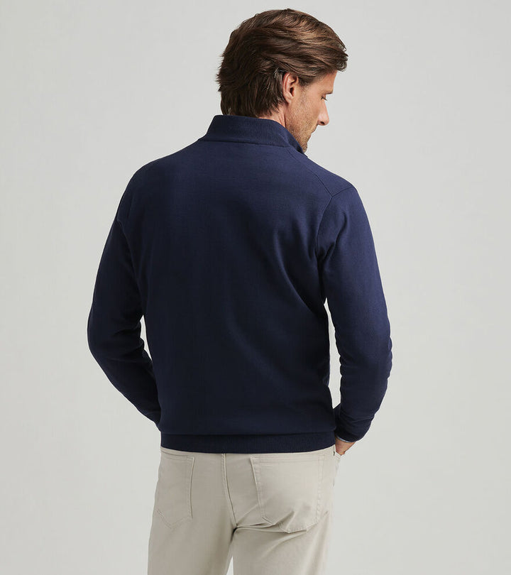 Peter Millar Men's Classic Fit Coolspun Cotton Quarter-Zip Sweater - NAVY