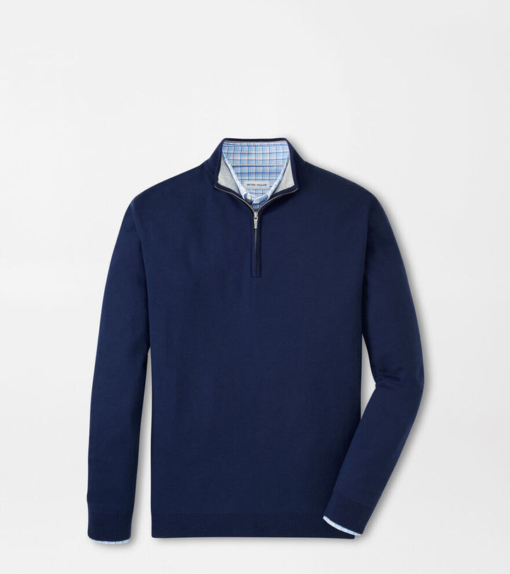 Peter Millar Men's Classic Fit Coolspun Cotton Quarter-Zip Sweater - NAVY