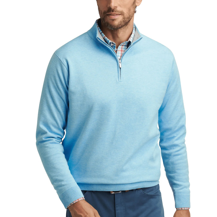 Peter Millar Men's Classic Fit Coolspun Cotton Quarter-Zip Sweater - SEAPORT BLUE