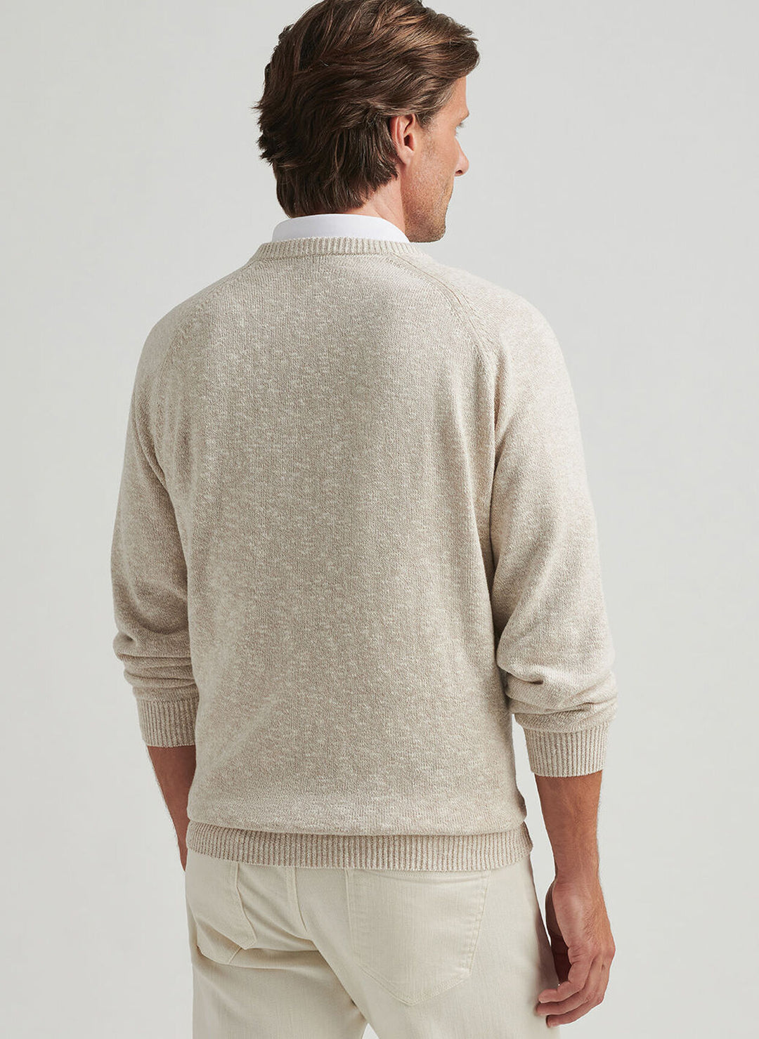 Peter Millar Mens Classic Fit Montauk V-Neck Sweater - Palm Thatch