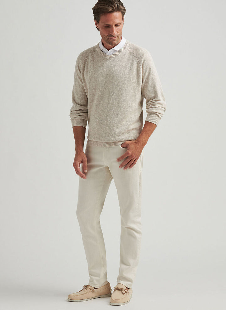 Peter Millar Mens Classic Fit Montauk V-Neck Sweater - Palm Thatch