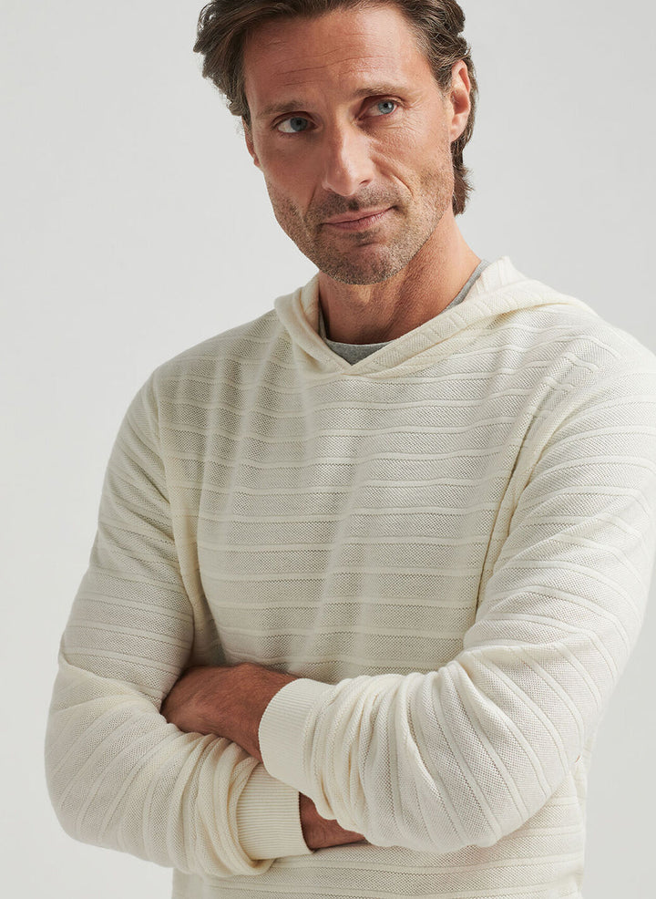 Peter Millar Mens Classic Fit Pacific Popover Hoodie Sweater - Ivory