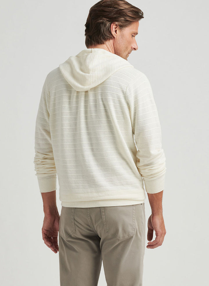 Peter Millar Mens Classic Fit Pacific Popover Hoodie Sweater - Ivory