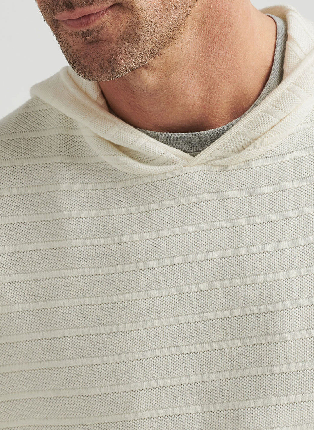 Peter Millar Mens Classic Fit Pacific Popover Hoodie Sweater - Ivory