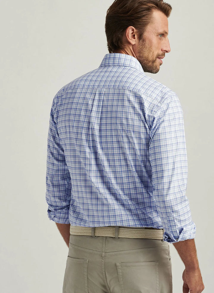 Peter Millar Men's Classic Fit Garrow Crown Lite Cotton-Stretch Sport Shirt - Blue Freesia