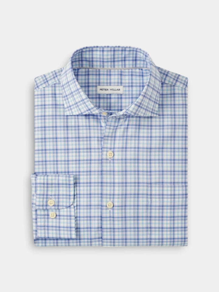 Peter Millar Men's Classic Fit Garrow Crown Lite Cotton-Stretch Sport Shirt - Blue Freesia