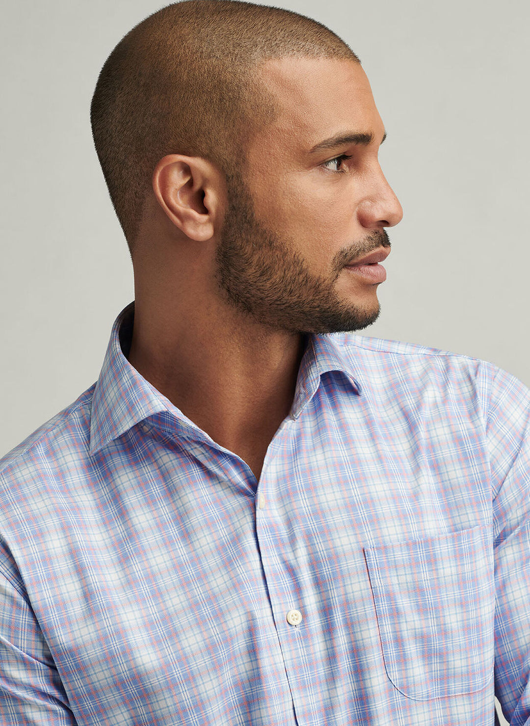 Peter Millar Mens Classic Fit Windermere Crown Lite Cotton-Stretch Sport Shirt - Blue Poppy