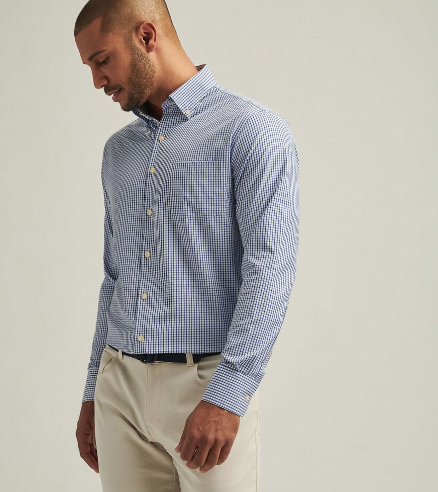 Peter Millar Men's Classic Fit Derwent Performance Twill Sport Shirt - SPORT NAVY
