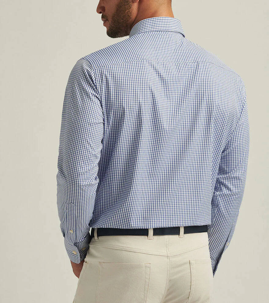 Peter Millar Men's Classic Fit Derwent Performance Twill Sport Shirt - SPORT NAVY