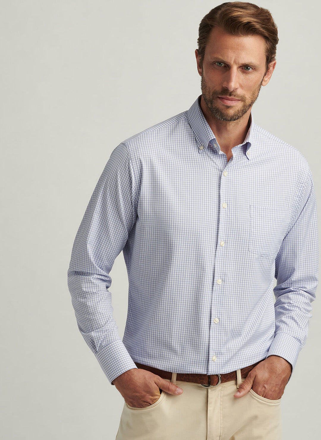 Peter Millar Mens Classic Fit Derwent Performance Twill Sport Shirt - Wildflower