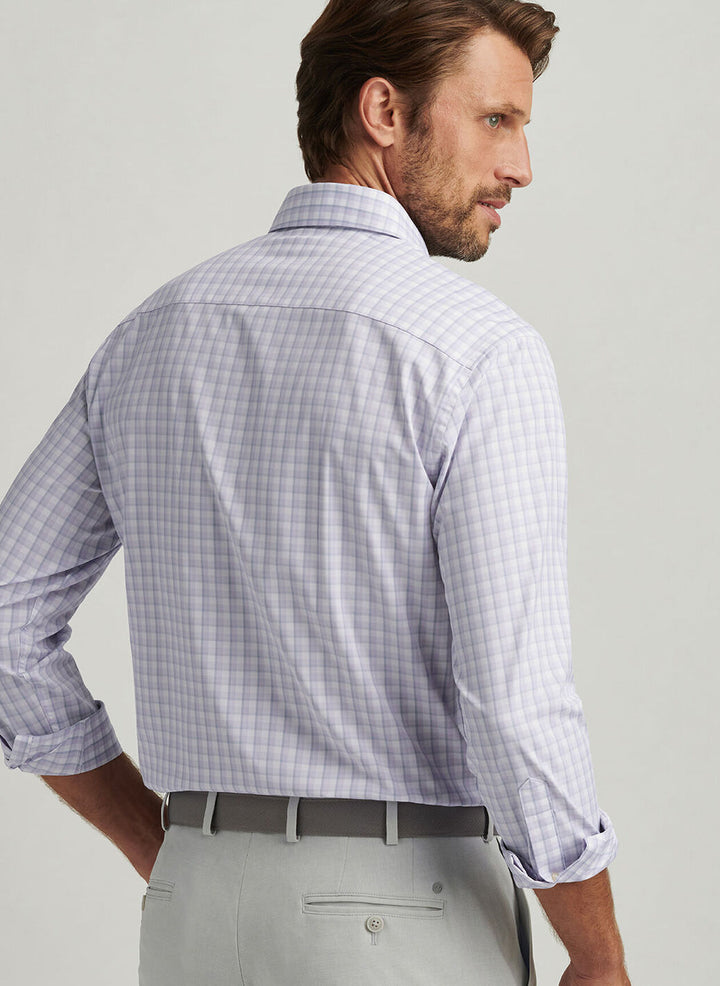 Peter Millar Mens Classic Fit Wissel Performance Twill Sport Shirt - Wildflower
