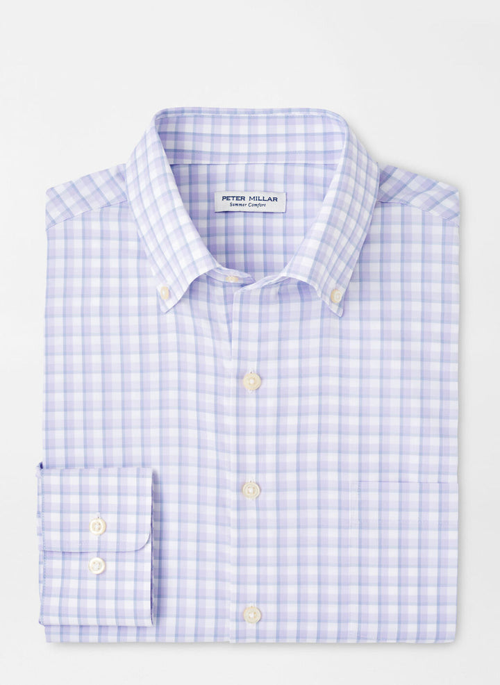 Peter Millar Mens Classic Fit Wissel Performance Twill Sport Shirt - Wildflower