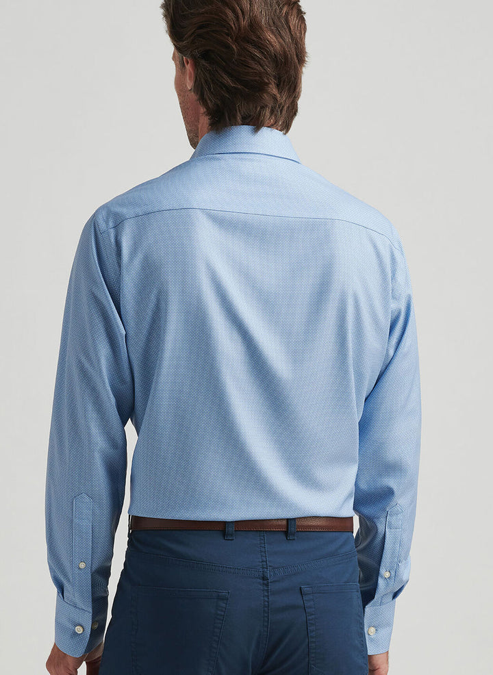 Peter Millar Mens Classic Fit Triad Performance Poplin Sport Shirt - Cottage Blue