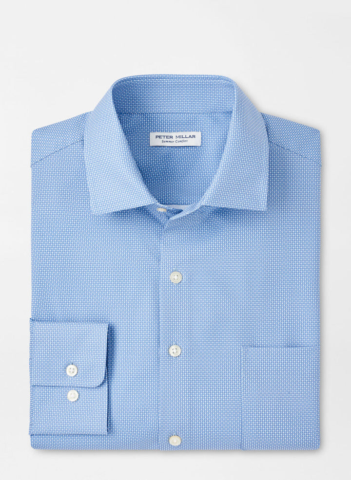 Peter Millar Mens Classic Fit Triad Performance Poplin Sport Shirt - Cottage Blue