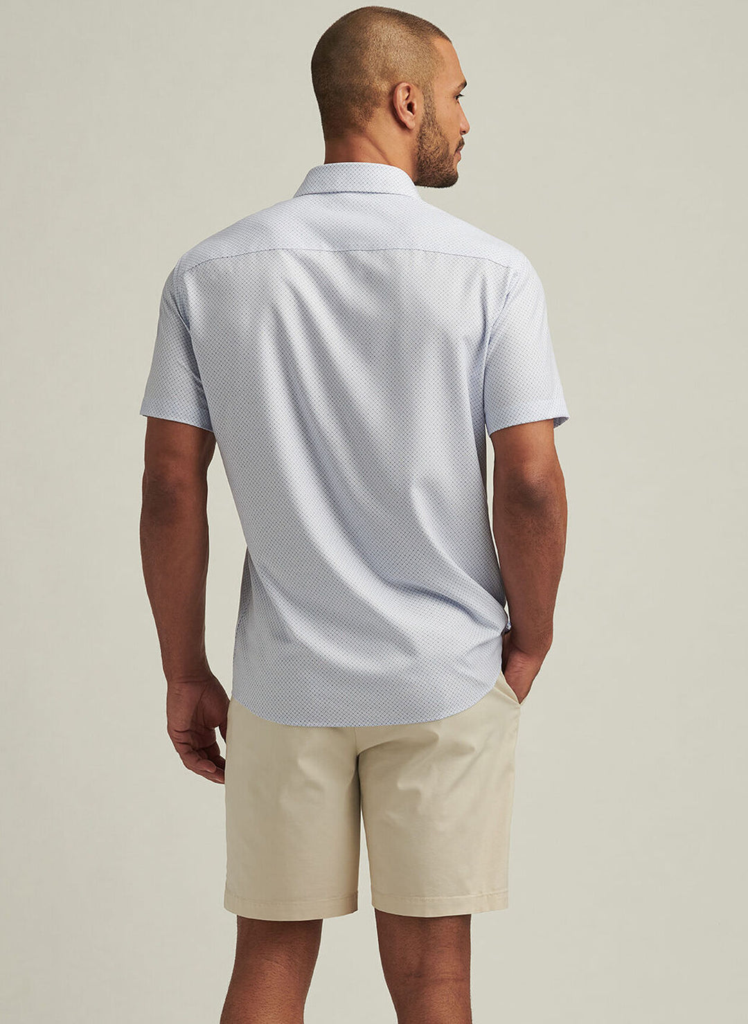 Peter Millar Mens Classic Champers Performance Poplin Sport Shirt - White
