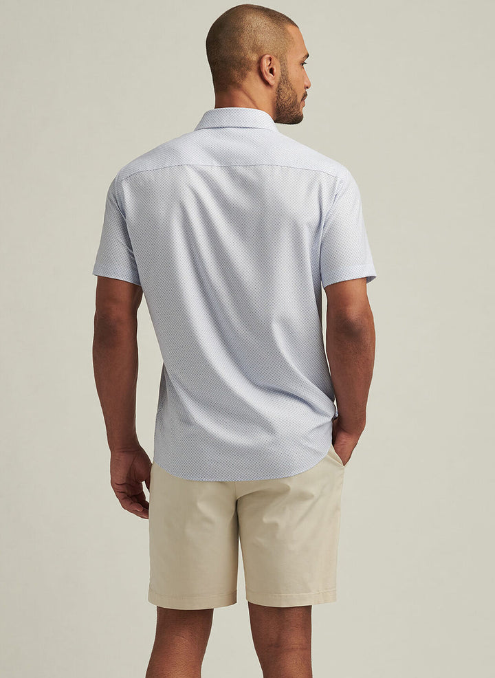 Peter Millar Mens Classic Champers Performance Poplin Sport Shirt - White