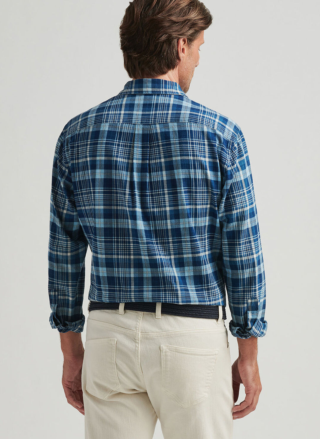 Peter Millar Mens Classic Malawi Cotton Sport Shirt - Indigo