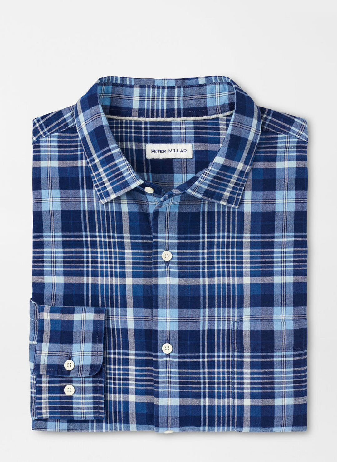 Peter Millar Mens Classic Malawi Cotton Sport Shirt - Indigo