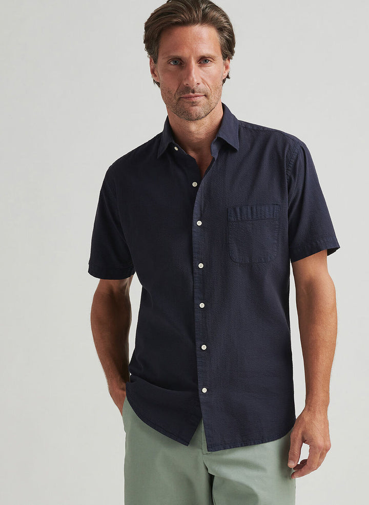 Peter Millar Mens Classic Seaward Cotton Sport Shirt - Navy