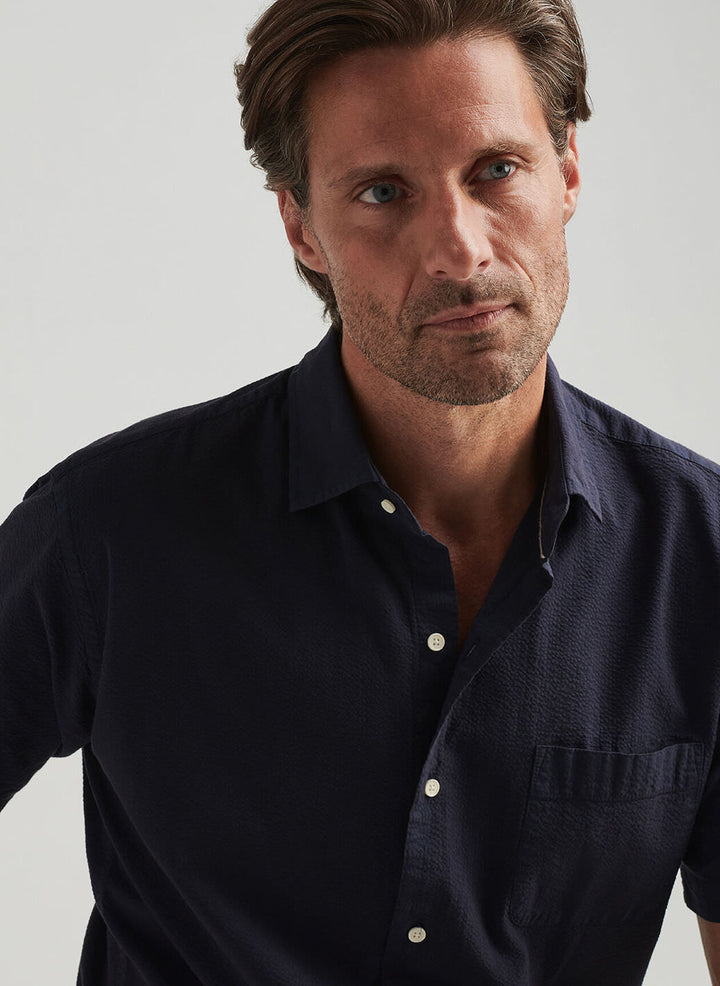 Peter Millar Mens Classic Seaward Cotton Sport Shirt - Navy