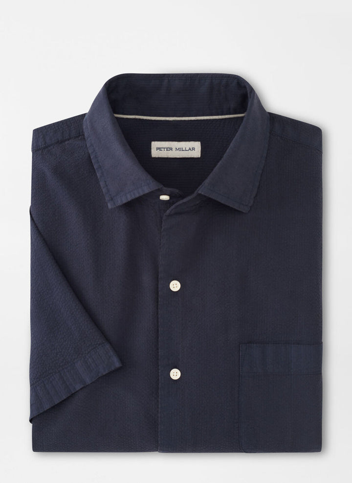 Peter Millar Mens Classic Seaward Cotton Sport Shirt - Navy