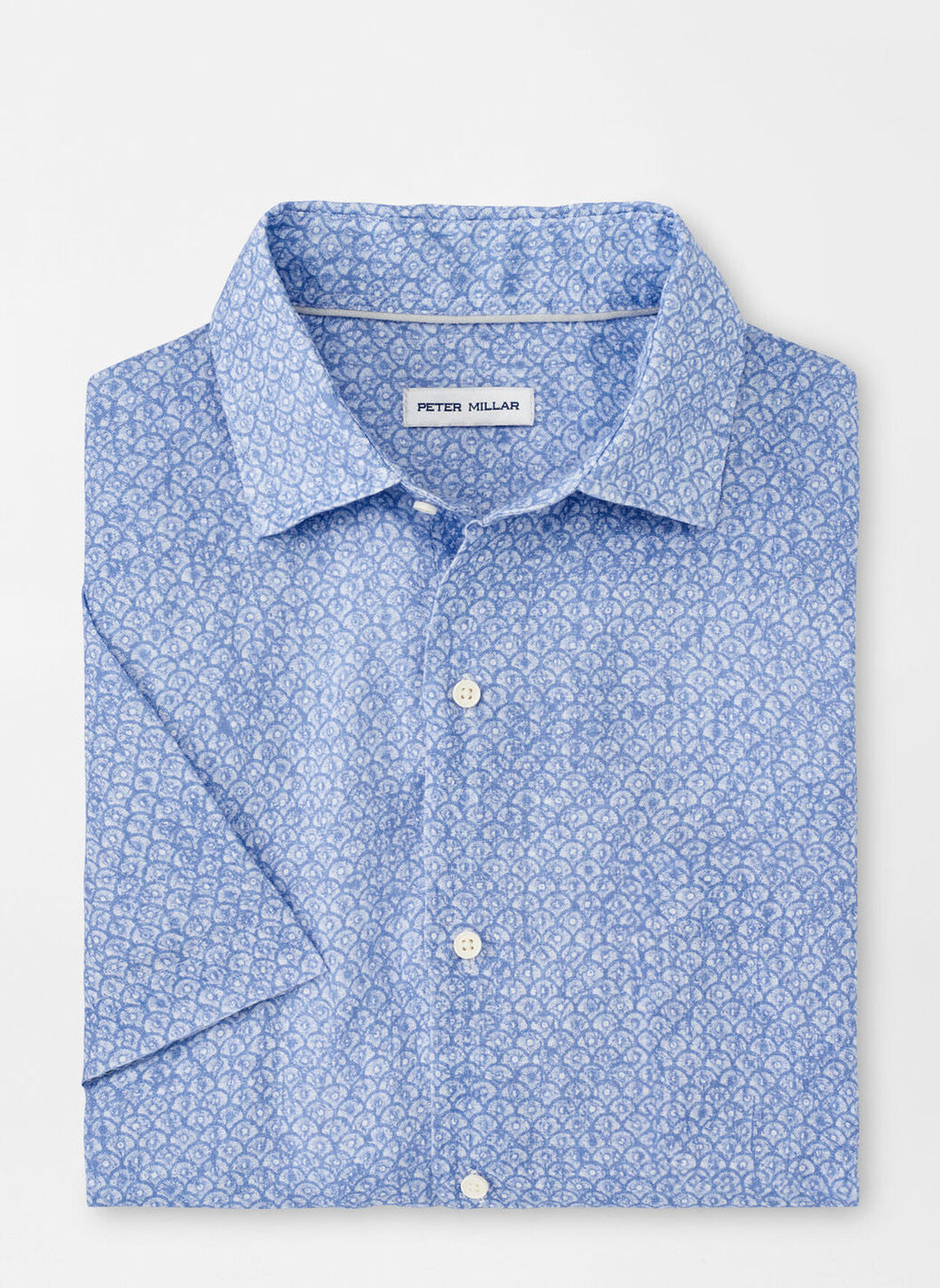 Peter Millar Mens Classic Fit Champlain Linen Sport Shirt - Blue Freesia