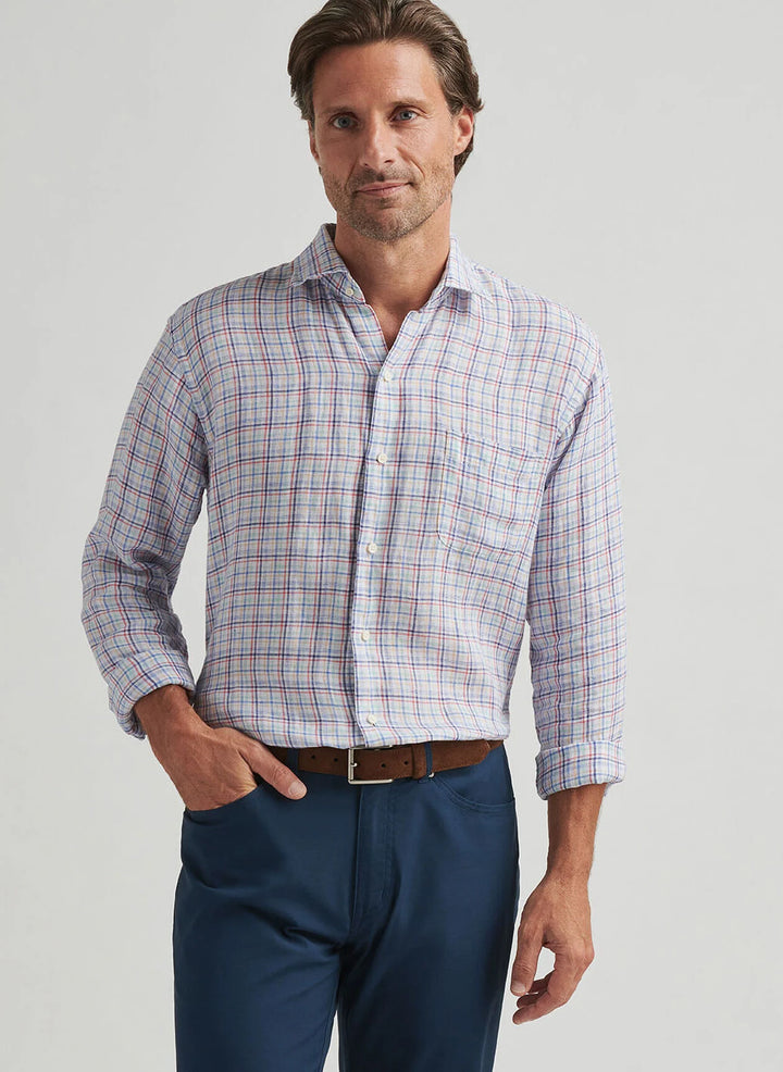 Peter Millar Mens Classic Clambake Linen Sport Shirt - Multi
