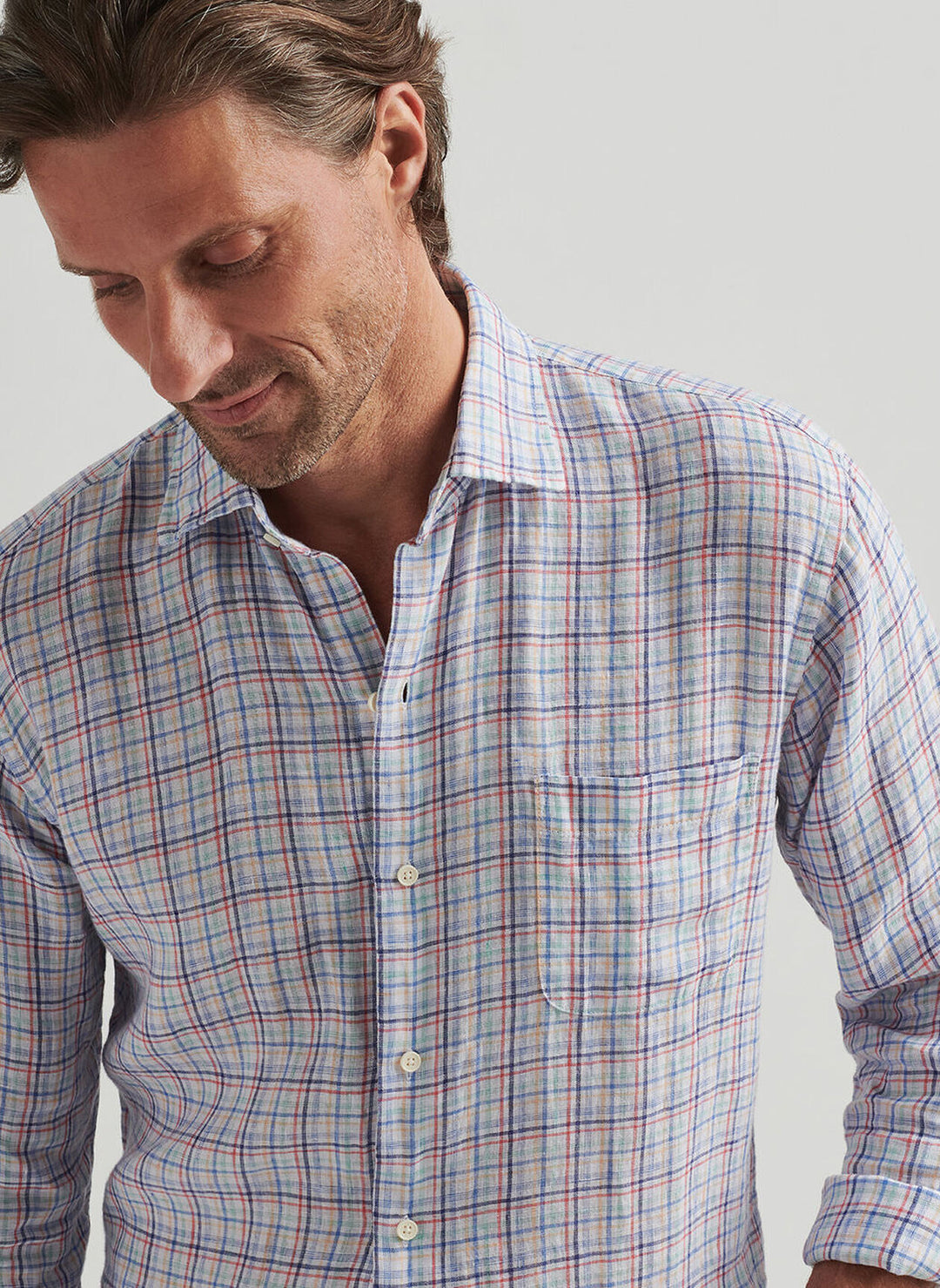 Peter Millar Mens Classic Clambake Linen Sport Shirt - Multi